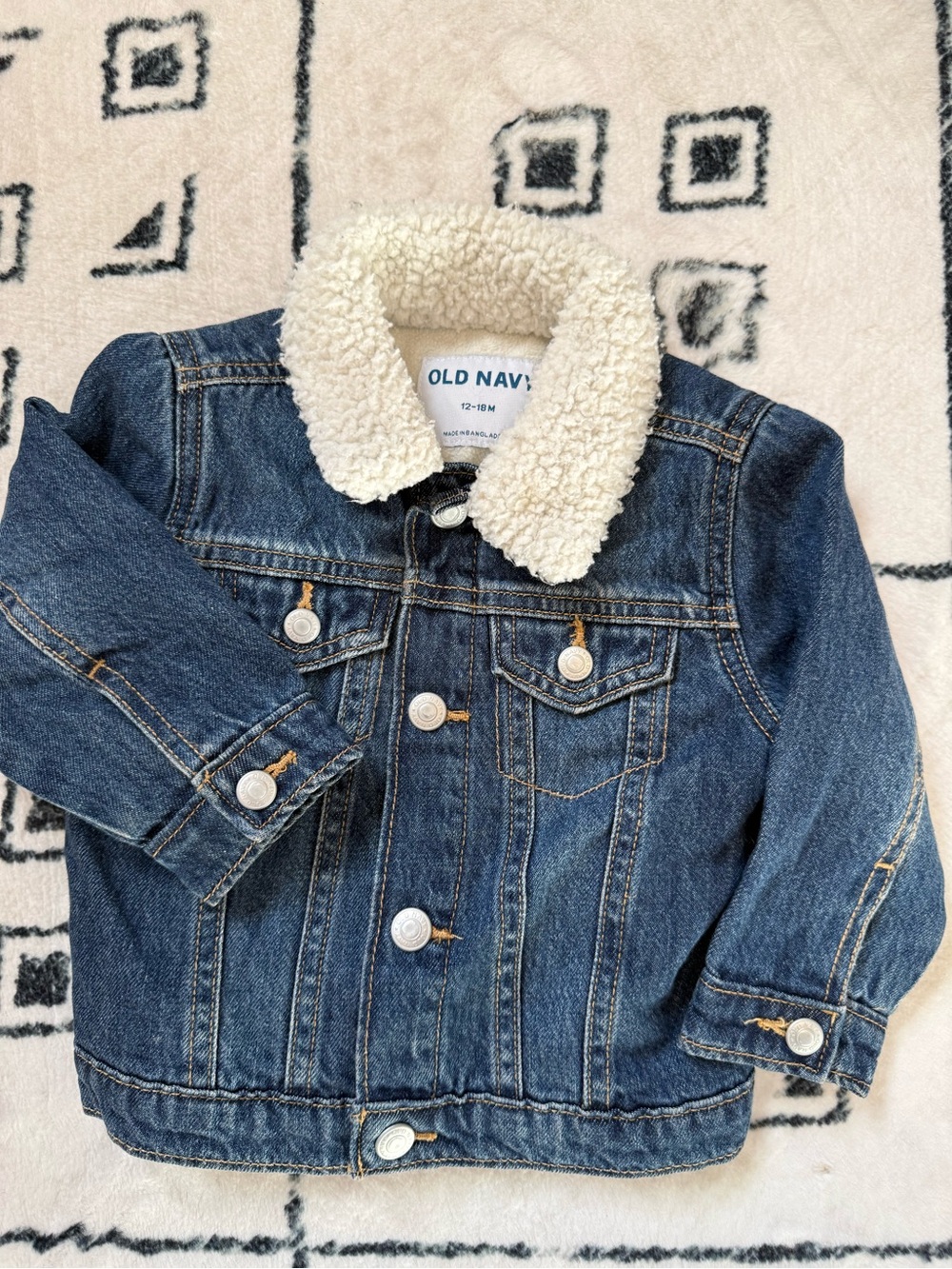 Old Navy Blue Denim Jacket with Cream Sherpa Collar - Kids